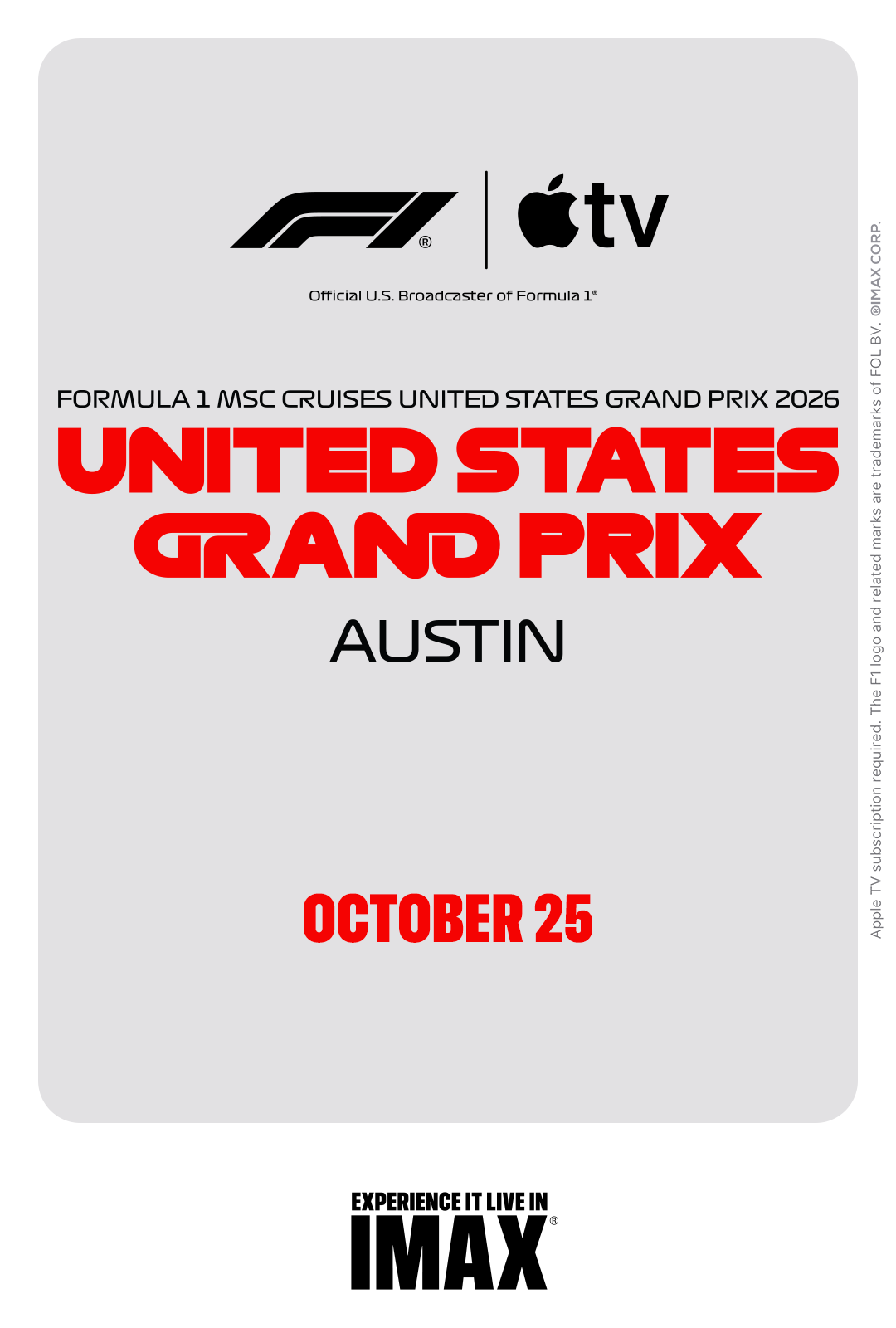 F1® on Apple TV Live in IMAX: US Race