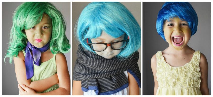 One Girl and Three 'Inside Out' Halloween Costumes