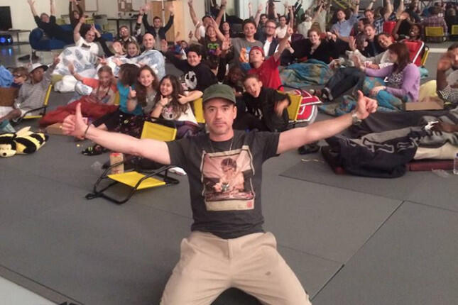 That Time Robert Downey Jr. Spent His Birthday Watching 'Winter Soldier' with a Bunch of Kids