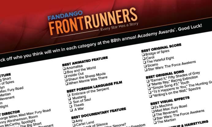 2016 Oscar Ballot