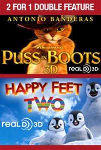 2 For 1 - Puss In Boots / Happy Feet Two Movie Poster