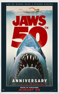 Double Feature: Jaws: 50th Anniversary (2025) / Jurassic World Rebirth (2025) Movie Poster