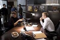 Director Gregory Hoblit and Ryan Gosling on the set of "Fracture."