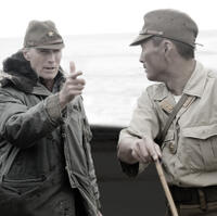 Director Clint Eastwood and Ken Watanabe on the set of "Letters from Iwo Jima."