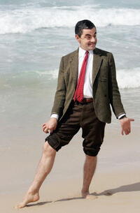 Actor Rowan Atkinson at Bondi Beach in Australia to promote "Mr. Bean's Holiday."