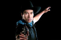 Chartchai Ngamsan as the Black Tiger in "Tears of the Black Tiger."