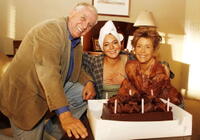 Director Garry Marshall, actresses Lindsay Lohan and Jane Fonda celebrate Fonda's birthday on the set of "Georgia Rule."