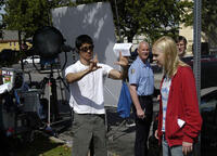 Director Gregg Araki and Anna Faris on the set of "Smiley Face."