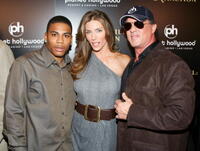 Rapper Nelly, Jennifer Flavin and actor Sylvester Stallone at the Las Vegas premiere of "Resident Evil: Extinction."
