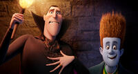 Dracula voiced by Adam Sandler and Johnnystein voiced by Andy Samberg in "Hotel Transylvania."