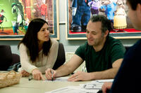 Producer Michelle Murdocca and director Genndy Tartakovsky on the set of "Hotel Transylvania."