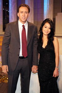 "National Treasure: Book of Secrets" star Nicolas Cage and Alice Kim at the Japan premiere.