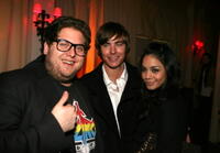 Actors Jonah Hill, Zac Efron, and Vanessa Hudgens at the after party of the Hollywood premiere of "Walk Hard: The Dewey Cox Story."