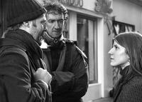 Director John Carney, Glen Hansard, and Markéta Irglová on the set of "Once."