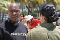 Producer John Singleton on the set of "Illegal Tender." 