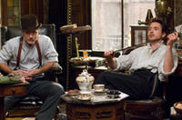 Jude Law as Dr. Watson and Robert Downey Jr. as Sherlock Holmes in "Sherlock Holmes."
