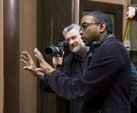 Director Bharat Nalluri on the set of "Miss Pettigrew Lives for a Day."