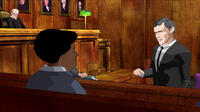 Animated footage of prosecutor Thomas Aquinas Foran in "Chicago 10."