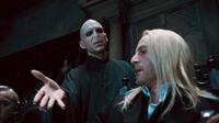 Ralph Fiennes as Lord Voldemort and Jason Isaacs as Lucius Malfoy in "Harry Potter and the Deathly Hallows - Part 1."