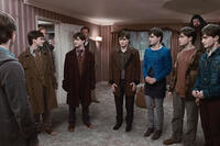 Mark Williams as Arthur Weasley, David Thewlis as Remus Lupin, Robbie Coltrane as Rubeus Hagrid and Daniel Radcliffe as Harry Potter in "Harry Potter and the Deathly Hallows - Part 1"