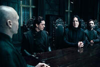 Ralph Fiennes as Lord Voldemort and Alan Rickman as Severus Snape in "Harry Potter and the Deathly Hallows - Part 1"