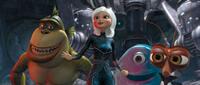 Will Arnett voices The Missing Link, Reese Witherspoon voices Ginormica, Seth Rogen voices B.O.B. and Hugh Laurie voices Dr. Cockroach in "Monsters vs. Aliens."