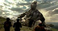 Protoplasmic mystic Johann (voiced by Thomas Kretschmann) and aquatic empathy Abe (Doug Jones) stand outside the lost city of Bethmoora in "Hellboy II: The Golden Army."
