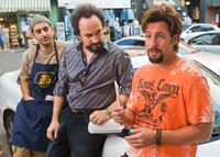 Ben Wise as Yhitzak, Robert Smigel as Yosi and Adam Sandler as Zohan in "You Don't Mess With the Zohan."