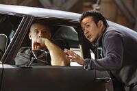 Vin Diesel and director Justin Lin on the set of "Fast & Furious."