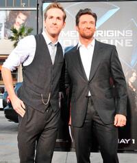 Ryan Reynolds and Hugh Jackman at the California premiere of "X-Men Origins: Wolverine."