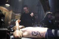 Director David Hackl and Joris Jarsky on the set of "Saw V."