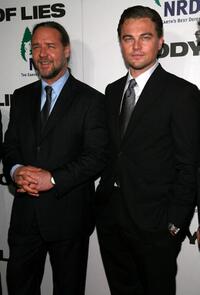 Russell Crowe and Leonardo DiCaprio at the New York premiere of "Body of Lies."