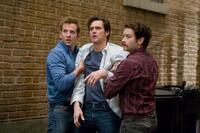 Bradley Cooper as Peter, Jim Carrey as Carl and Danny Masterson as Rooney in "Yes Man."