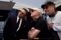 Robert De Niro, Director Barry Levinson and Art Linson on the set of "What Just Happened?"