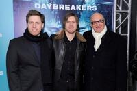 Peter Spierig, Michael Spierig and Chris Brown at the New York premiere of "Daybreakers."