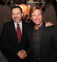 Director Alan Ball and Aaron Eckhart at the after party of the California premiere of "Towelhead."