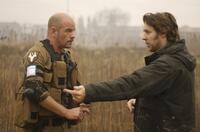 David James and Director Neill Blomkamp on the set of "District 9."