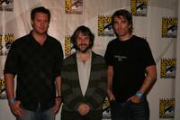 Director Neill Blomkamp, Producer Peter Jackson and Sharlto Copley at the California premiere of "District 9."