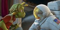 Lem voiced by Justin Long and Chuck voiced by Dwayne Johnson in "Planet 51."
