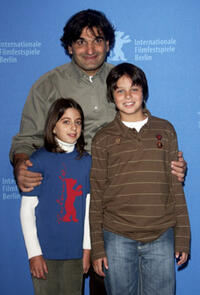 Director Cao Hamburger, actors Daniela Piepszy and Michel Joelsas at a photocall for "The Year My Parents Went On Vacation" during the 57th Berlin International Film Festival.