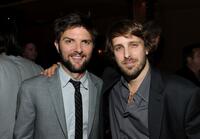 Adam Scott and director Alexandre Aja at the after party of the California premiere of "Piranha 3D."