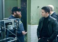 Director John Moore and Mark Wahlberg on the set of "Max Payne."