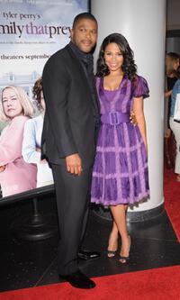 Tyler Perry and Sanaa Lathan at the New York premiere of "Tyler Perry's The Family That Preys."