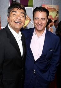 George Lopez and Andy Garcia at the world premiere of "Beverly Hill Chihuahua."