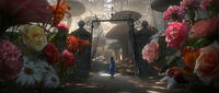 A scene in  "Alice in Wonderland."