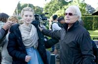 Mia Wasikowska and Richard Zanuck on the set of "Alice in Wonderland."