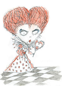 Red Queen concept art sketch by Tim Burton.