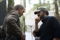 Director Edward Zwick and Daniel Craig on the set of "Defiance."
