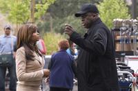 Taraji P. Henson and Director Bill Duke on the set of "Not Easily Broken."