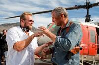 Co-writer/director Joe Carnahan and Liam Neeson on the set of "The A-Team."
